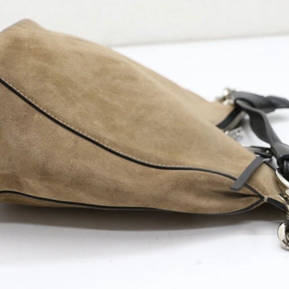 JIMMY CHOO Raven Suede Hobo Tote Shoulder Bag Large Tan - Picture 4 of 14